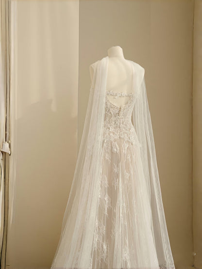 Simple Bridal Gown A line Sweetheart White Lace Floor Length Wedding Dresses Minimalist Bridal Gowns D2735
