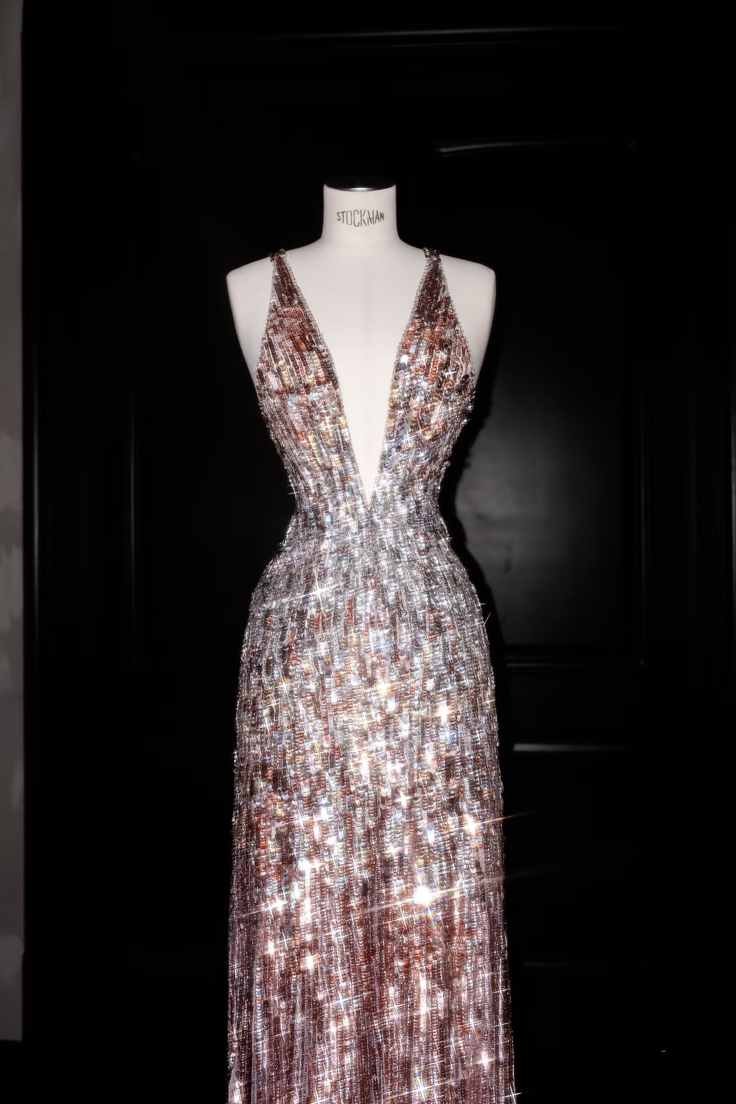 Wunderschöne Meerjungfrau V-Ausschnitt Rosa Pailletten Langes Ballkleid Partykleid Abschlusskleider D2736