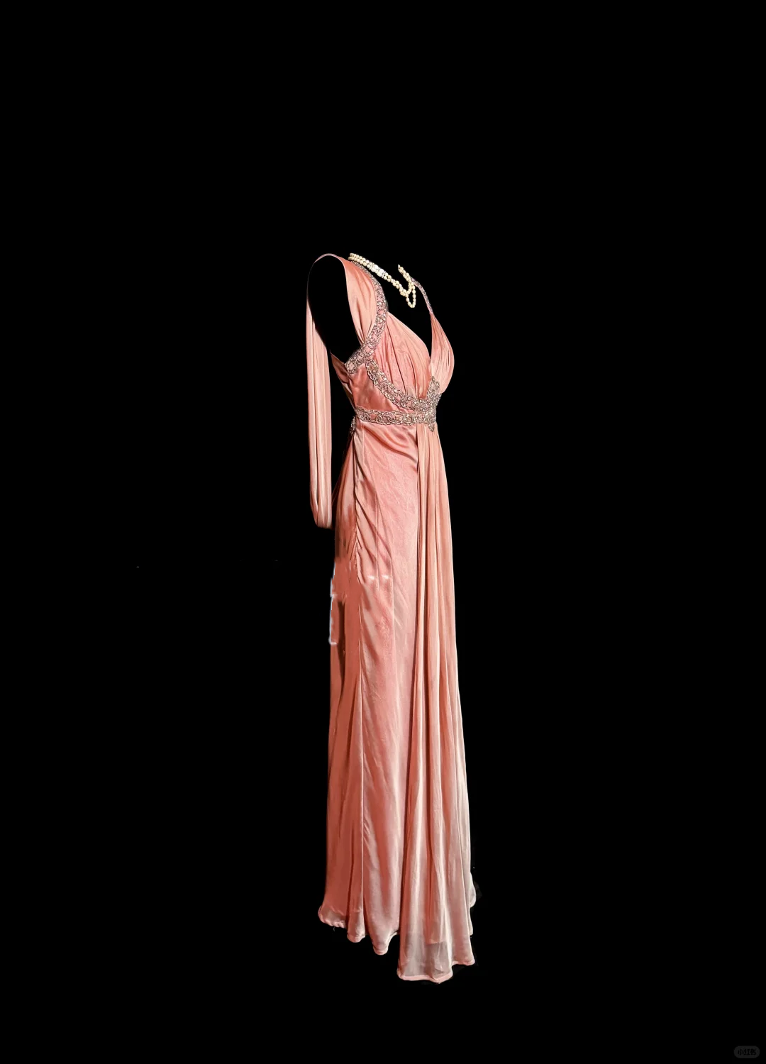 Classy A Line Halter Pink Beads Evening Dress Long Prom Dresses H2956