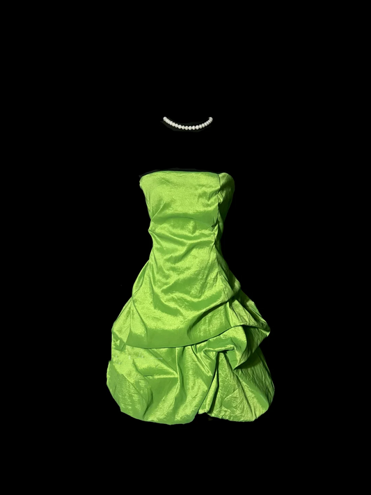 Elegantes A-Linie Trägerloses Taft Grün Kurzes Homecoming-Kleid Cocktailkleid Ballkleider H2964