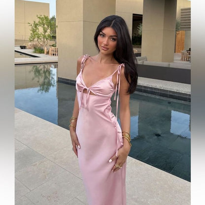 Pretty Sheath Straps Pink Night Dinner Evening Dresses Formal Summer Wedding Guest Dresses Wedding Guest Outfits W0151