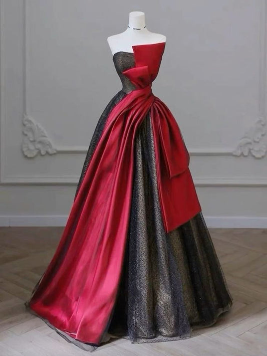 Hübsches Ballkleid Trägerloses Rotes Langes Quinceanera Kleid Formale Kleider Vestido De 15 Anos Süße 16 Kleid W0323