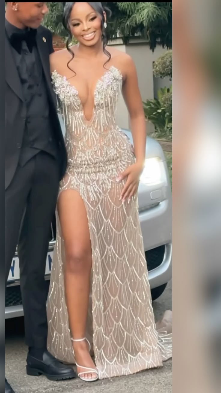 Sexy Meerjungfrau Champagner Ärmellose Ballkleider Partykleid Sommer Schwarze Mädchen Geburtstag Outfits Kleider zum 20. Geburtstag W0602
