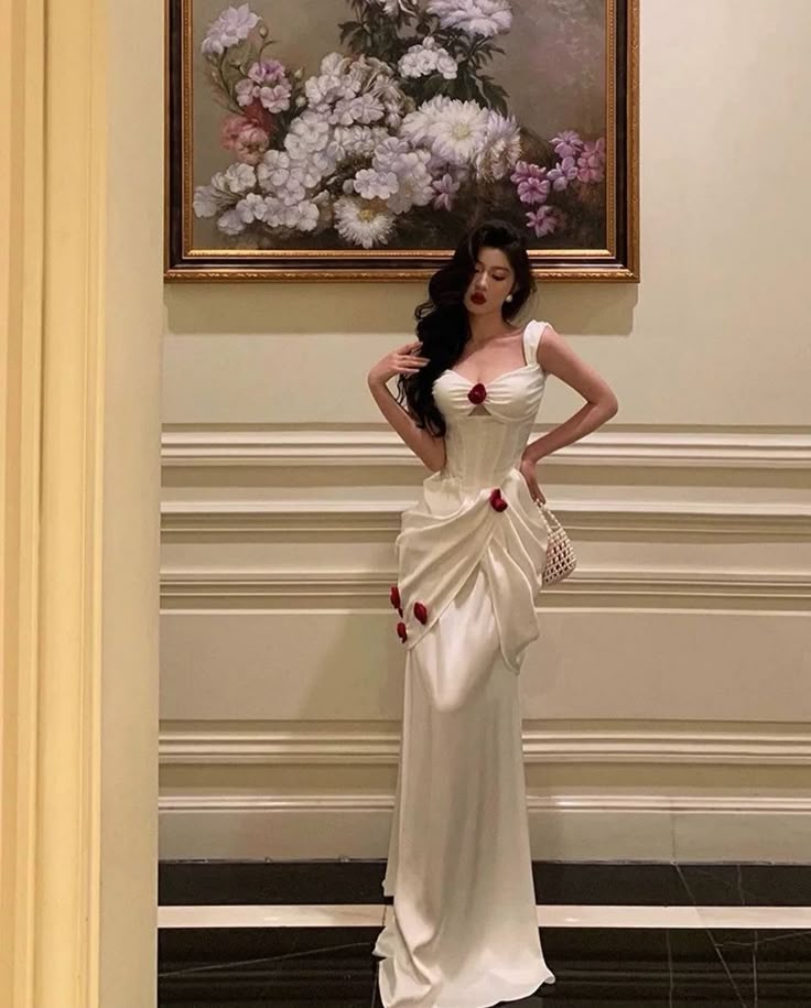Modest Mermaid White Satin Formal Prom Gown Summer Wedding Guest Dress Bridal Guest Dresses Wedding Outfits For Guest W0717