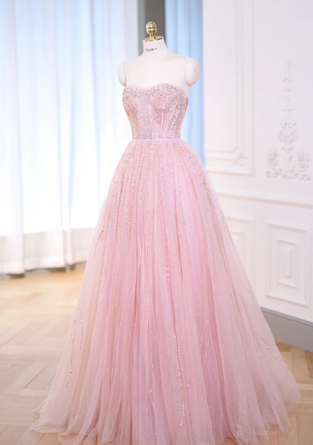 Hübsches Ballkleid Schatz Tüll Rosa Lange Quinceanera Kleid Formale Kleider Vestido De 15 Anos Süße 16 Kleid W0738