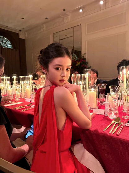 Classy Sheath Strapless Red Long Prom Gown Summer Wedding Guest Dress Bridal Guest Dresses Wedding Outfits For Guest With Cape W0754