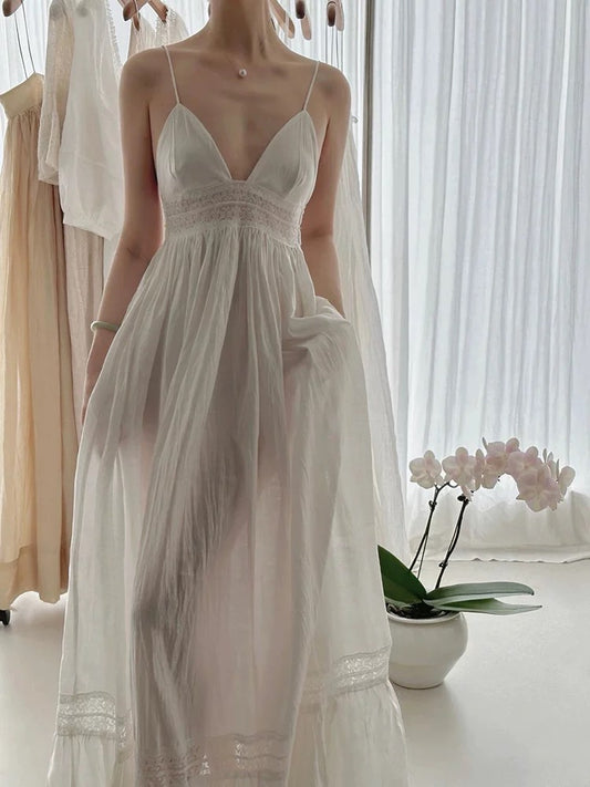 Vintage Wedding Dress A line Spaghetti Straps Lace White Summer Beach Long Wedding Dresses Bridal Gowns W0771