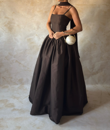 Classy Ball Gown Strapless Sleeveless Brown Formal Long Prom Gown Summer Wedding Guest Dress Bridal Guest Dresses Wedding Outfits For Guest W1072
