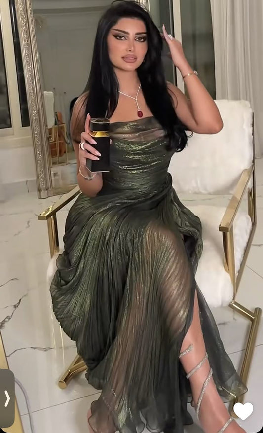 Edle A-Linie Spaghettiträger Formales langes Abendkleid Sommerkleid für Hochzeitsgäste Kleider für Brautgäste Hochzeits-Outfits für Gäste W1099