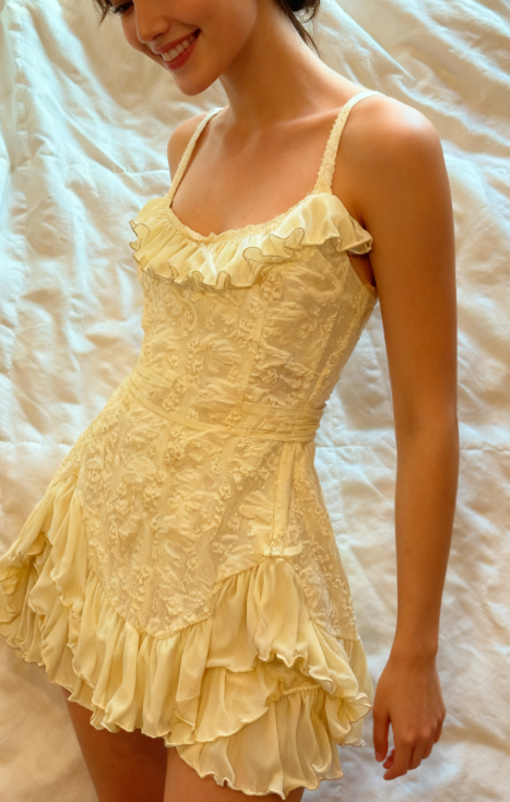 Vintage A line Spaghetti Straps Yellow Lace Short Mini Formal 8th Grade Homecoming Dress Summer Middle School Hoco Dresses Birthday Outfits W1164