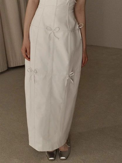 Vintage Wedding Dress Sheath Strapless Ivory Bow-knot Summer Beach Long Wedding Dresses Bridal Gowns W0799