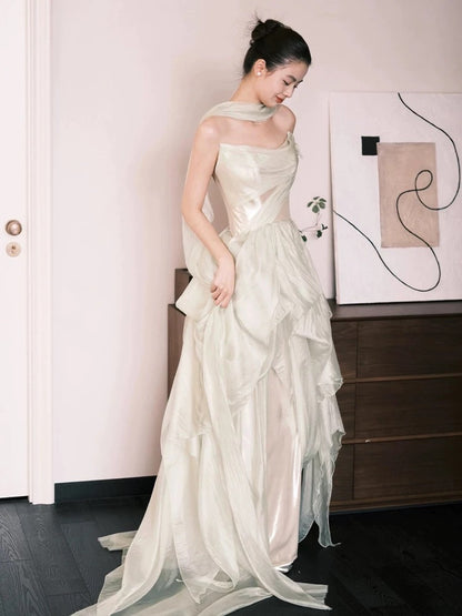 Robe de bal de fin d'année bustier, ligne A, modeste, tenue d'invitée de mariage d'été, tenue de mariée W803