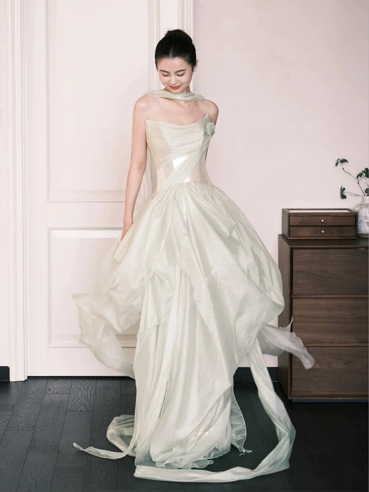 Robe de bal de fin d'année bustier, ligne A, modeste, tenue d'invitée de mariage d'été, tenue de mariée W803
