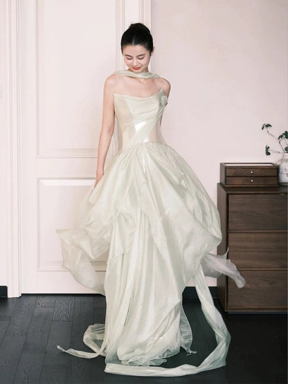 Robe de bal de fin d'année bustier, ligne A, modeste, tenue d'invitée de mariage d'été, tenue de mariée W803