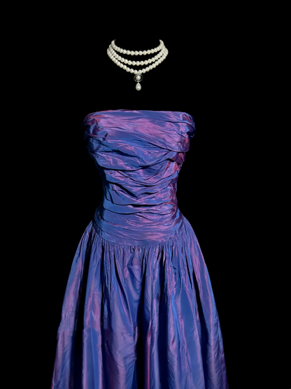 Classy Ball Gown Strapless Grape Taffeta Long Prom Dresses Party Dress Birthday Outfits Graduation Dresses W837