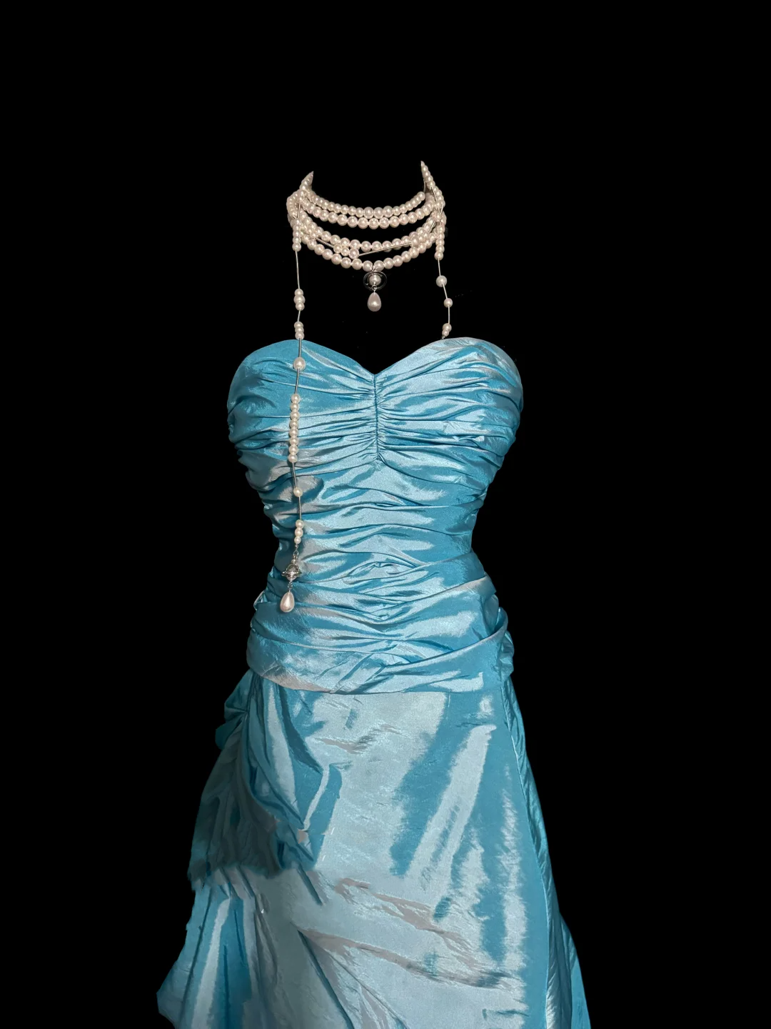 Hübsches Ballkleid Schatz Blau Taft Lange Quinceanera Kleid Formale Kleider Vestido De 15 Anos Süße 16 Kleid W841