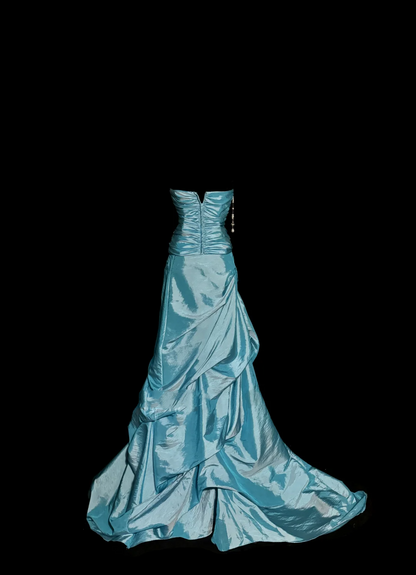 Hübsches Ballkleid Schatz Blau Taft Lange Quinceanera Kleid Formale Kleider Vestido De 15 Anos Süße 16 Kleid W841
