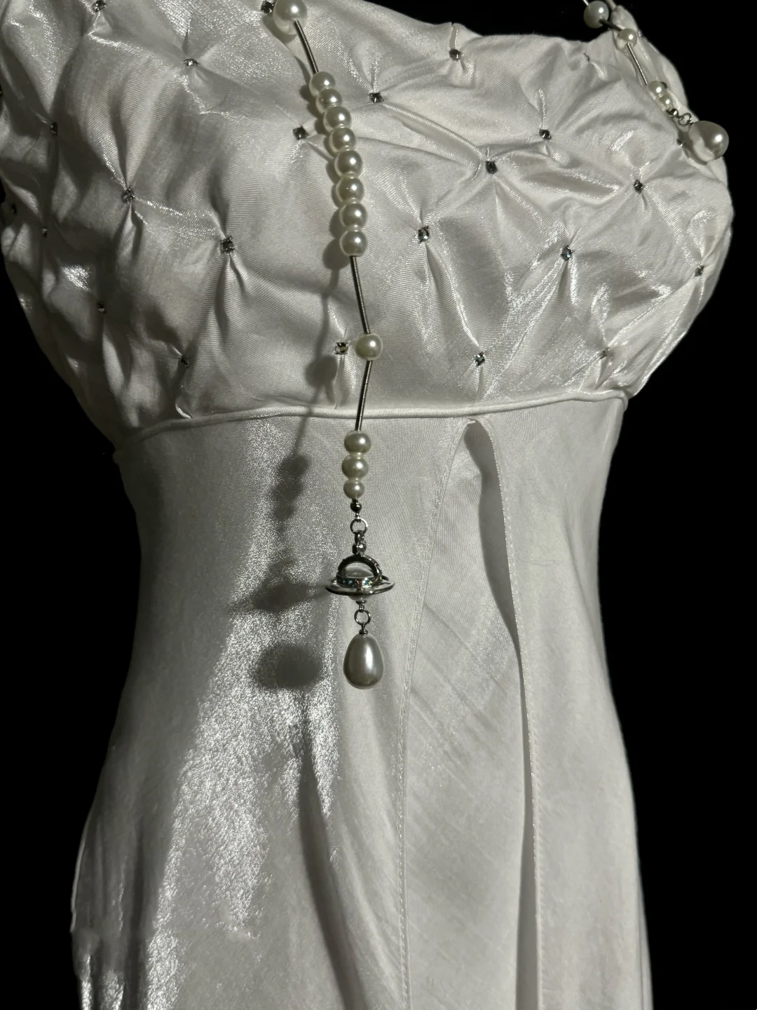 Robe de bal longue en satin blanc à bretelles spaghetti style sirène vintage, tenue de soirée, d'anniversaire, de remise de diplôme, W843