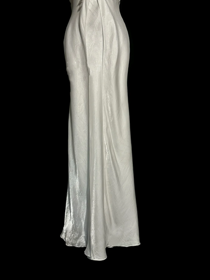 Robe de bal longue en satin blanc à bretelles spaghetti style sirène vintage, tenue de soirée, d'anniversaire, de remise de diplôme, W843