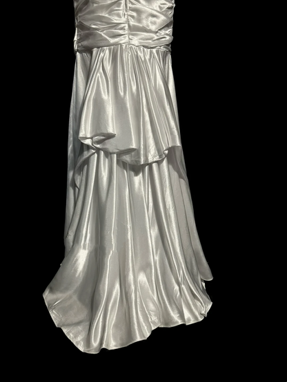 Robe de bal longue en satin blanc style sirène vintage, décolleté en cœur, tenue de soirée pour 20e anniversaire, robe de remise de diplôme, W845