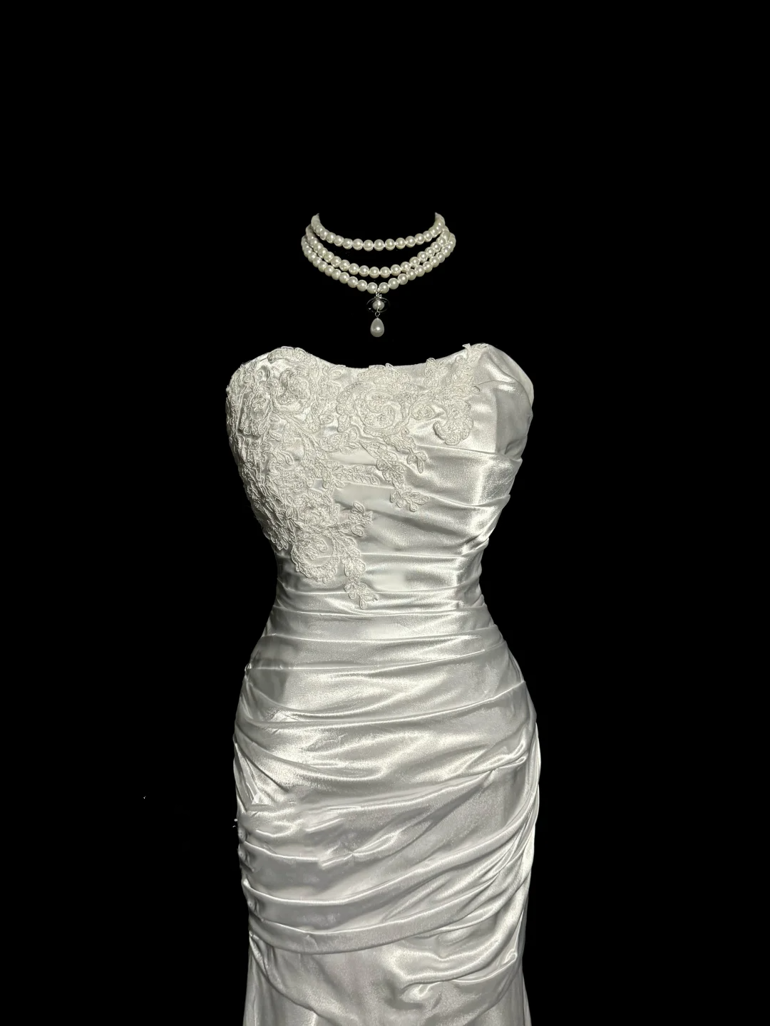 Robe de bal longue en satin blanc style sirène vintage, décolleté en cœur, tenue de soirée pour 20e anniversaire, robe de remise de diplôme, W845