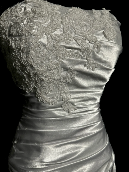 Robe de bal longue en satin blanc style sirène vintage, décolleté en cœur, tenue de soirée pour 20e anniversaire, robe de remise de diplôme, W845