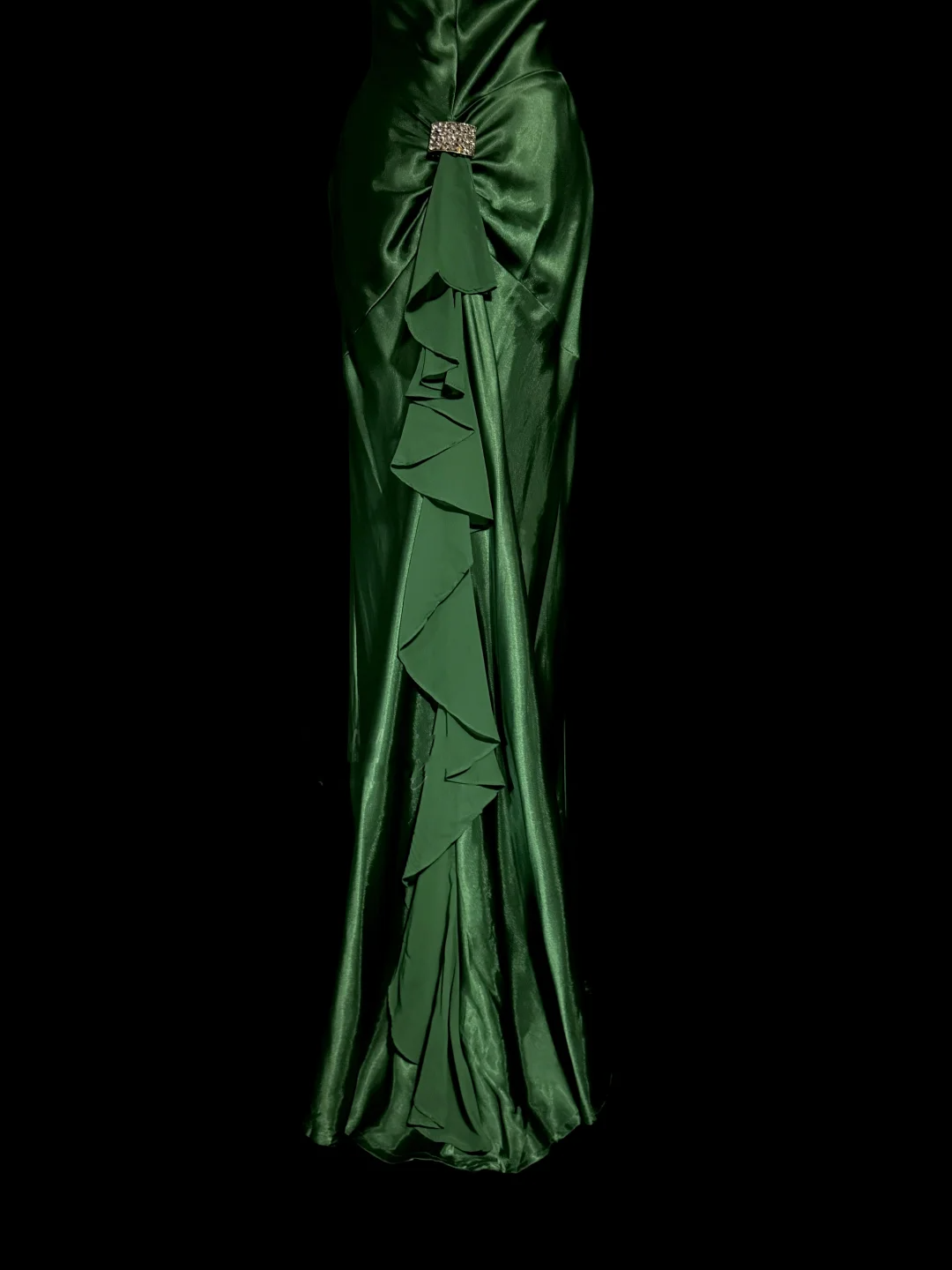 Robe de bal longue en mousseline de soie, style sirène, col licou, vert foncé, style années 90, tenue de soirée pour 21e anniversaire, robe de remise de diplôme, W851