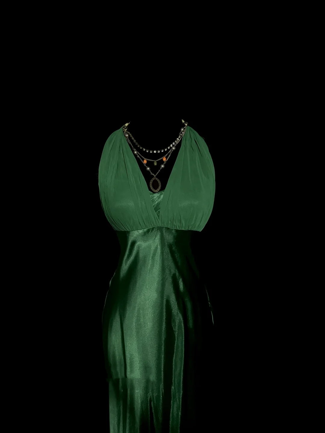 Robe de bal longue en mousseline de soie, style sirène, col licou, vert foncé, style années 90, tenue de soirée pour 21e anniversaire, robe de remise de diplôme, W851