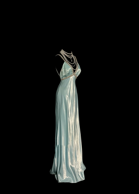 Vintage Sheath Straps Light Sky Blue 90s Long Prom Dresses Party Dress 20th Birthday Outfits Graduation Dresses W853
