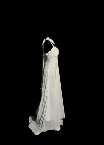 Robe de mariée vintage fourreau dos nu en mousseline de soie blanche, longue robe de mariée simple, robes de mariée modestes W856