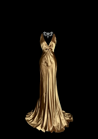 Robe de bal longue en satin style sirène, col en V, style rétro années 1950, style années 1950, tenue de soirée, de remise de diplôme, pour 21e anniversaire, W857