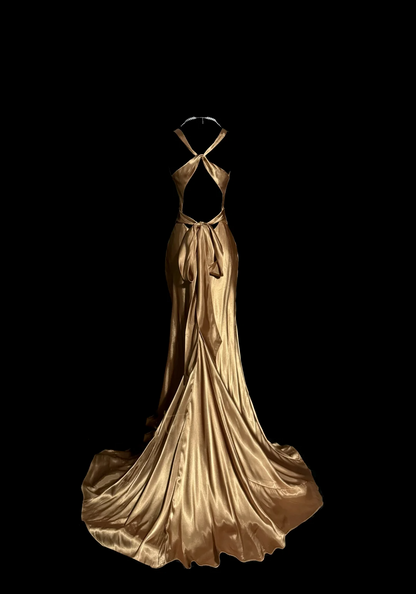 Robe de bal longue en satin style sirène, col en V, style rétro années 1950, style années 1950, tenue de soirée, de remise de diplôme, pour 21e anniversaire, W857