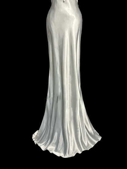 Robe de bal longue vintage style sirène asymétrique en satin style années 90, tenue de soirée pour 30e anniversaire, robe de remise de diplôme, W874
