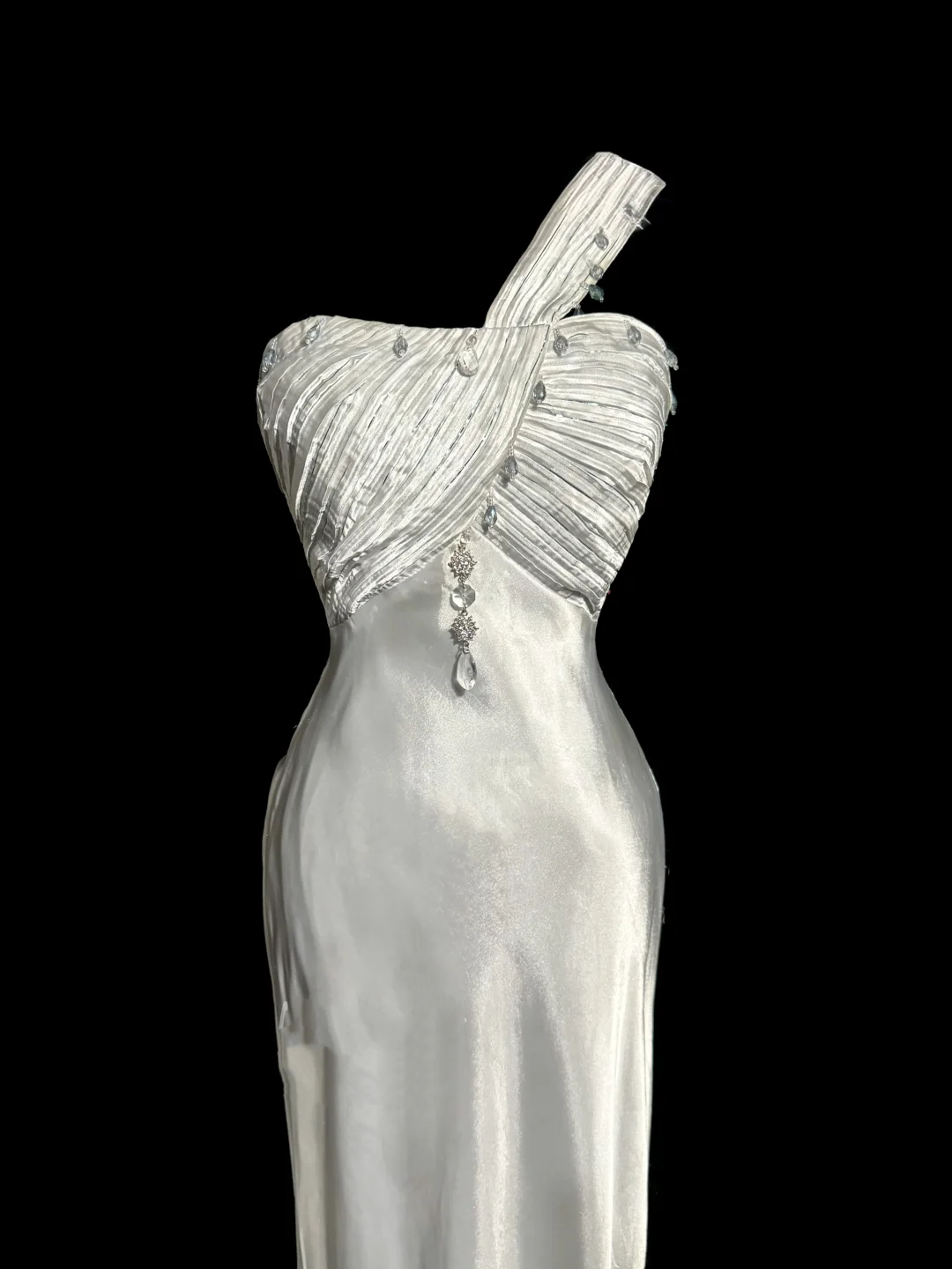 Robe de bal longue vintage style sirène asymétrique en satin style années 90, tenue de soirée pour 30e anniversaire, robe de remise de diplôme, W874