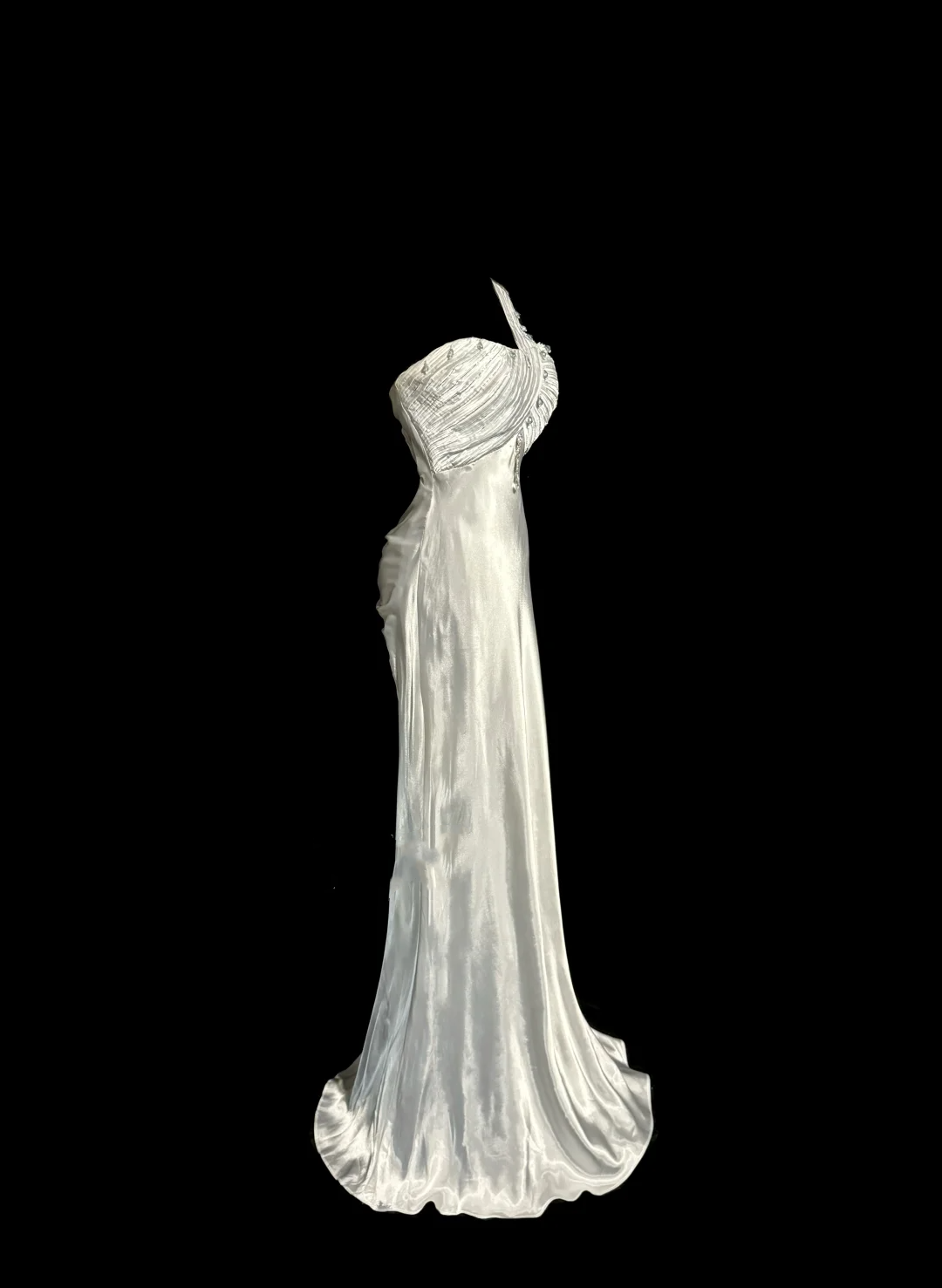 Robe de bal longue vintage style sirène asymétrique en satin style années 90, tenue de soirée pour 30e anniversaire, robe de remise de diplôme, W874