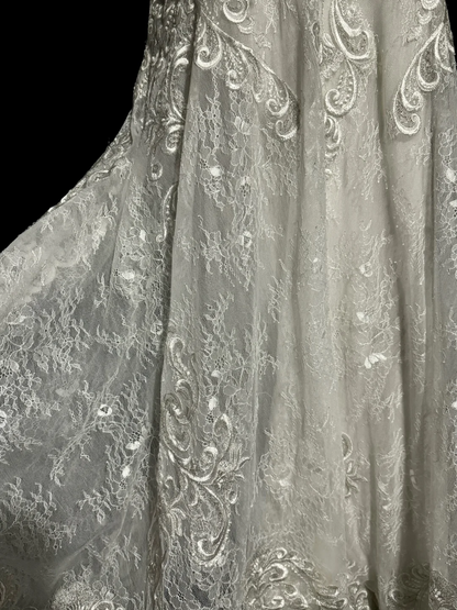 Robe de mariée vintage sirène à bretelles spaghetti en dentelle, longue robe de mariée rétro, robes de mariée modestes W877