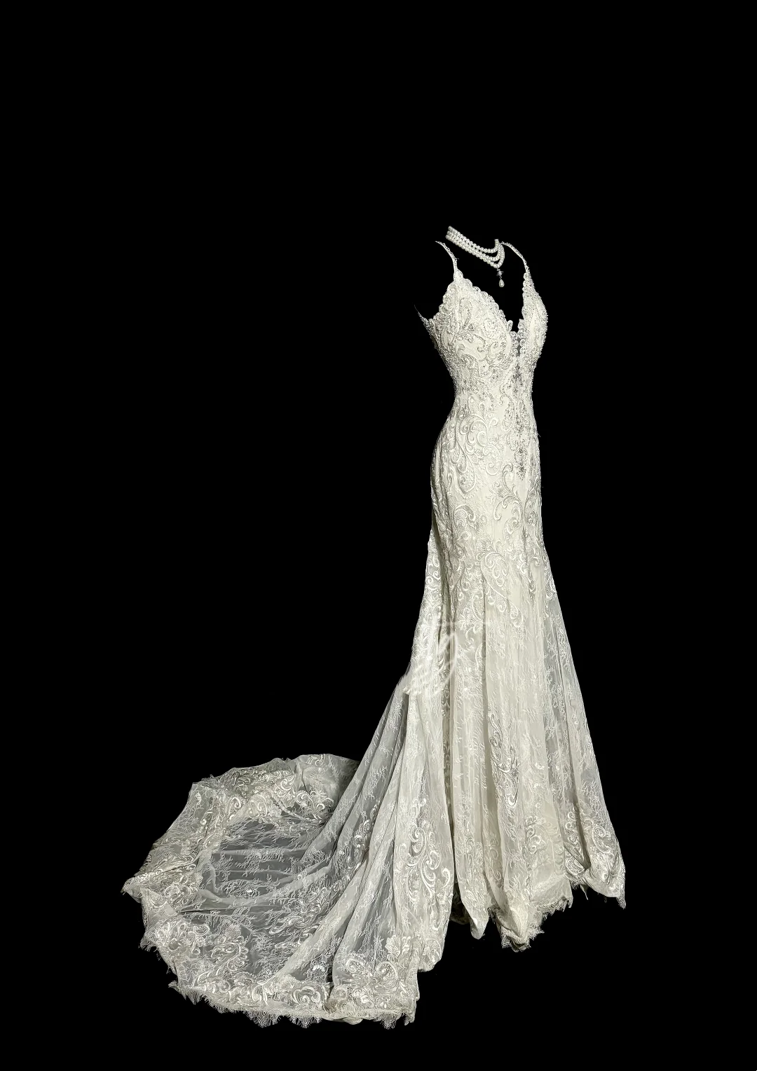 Robe de mariée vintage sirène à bretelles spaghetti en dentelle, longue robe de mariée rétro, robes de mariée modestes W877