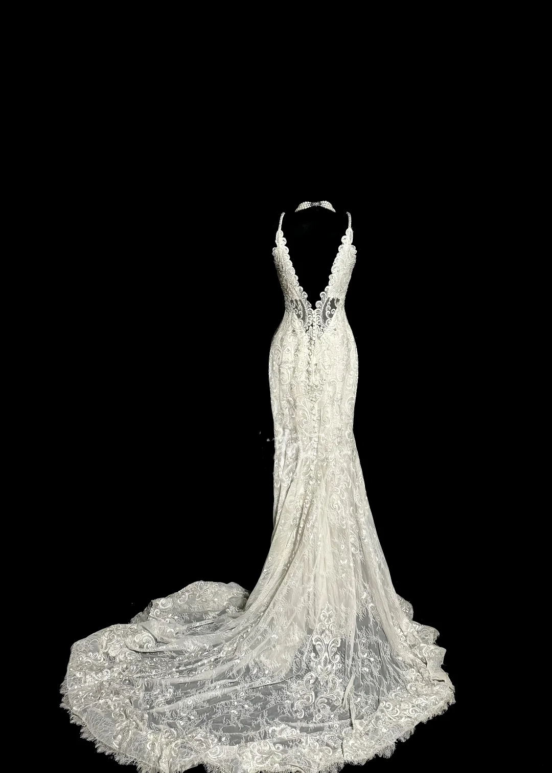 Robe de mariée vintage sirène à bretelles spaghetti en dentelle, longue robe de mariée rétro, robes de mariée modestes W877
