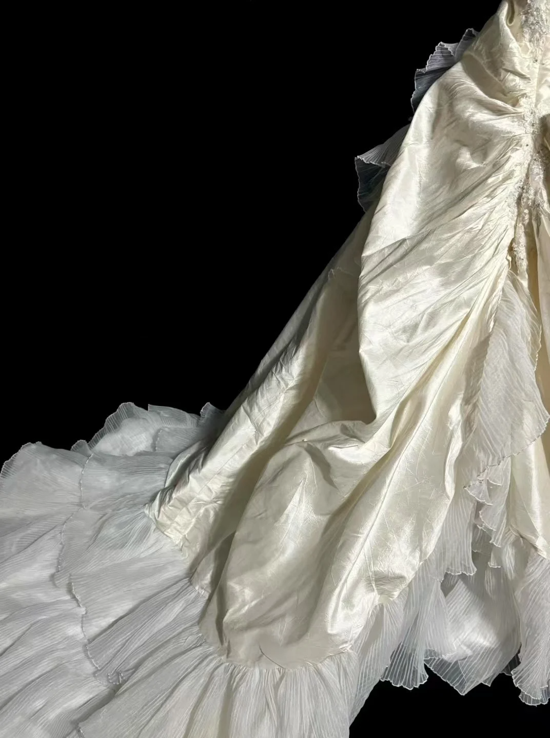 Robe de mariée vintage, robe de bal, bustier, en taffetas ivoire, longue, style rétro, robes de mariée modestes, W879