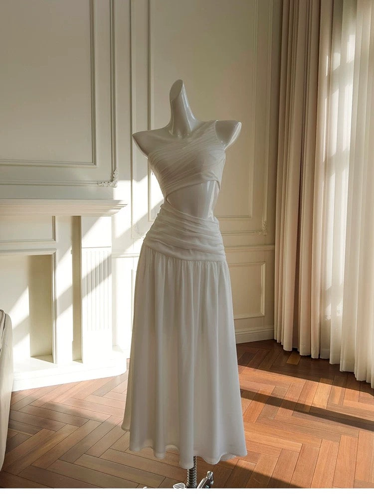 Elegante A-Linie Eine Schulter Ärmelloses Weißes Langes Abendkleid Partykleider Abendkleider Abendkleid W897