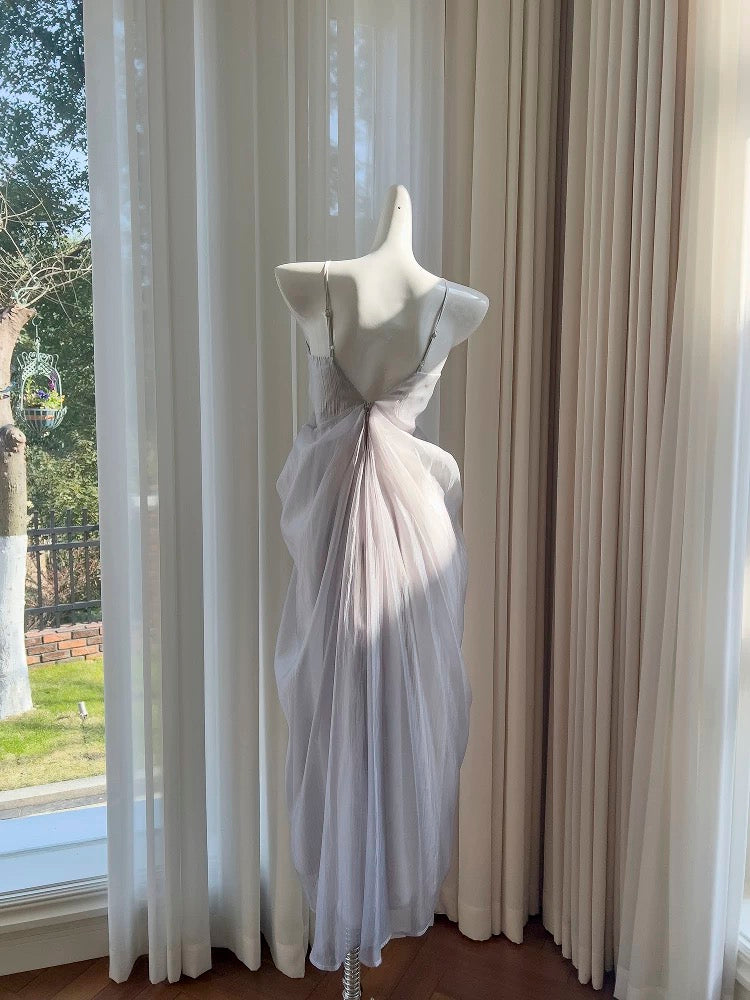 Elegante A-Linie Spaghettiträger Ärmellos Lange Abendkleider Partykleider Abendkleider Ballkleid W900