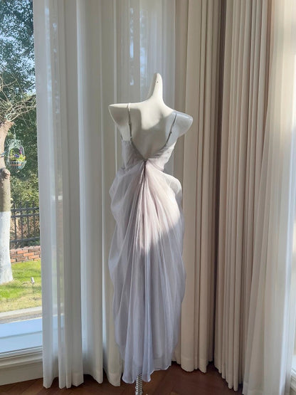Elegante A-Linie Spaghettiträger Ärmellos Lange Abendkleider Partykleider Abendkleider Ballkleid W900