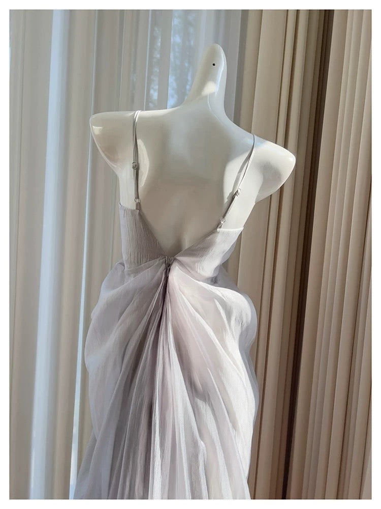 Elegante A-Linie Spaghettiträger Ärmellos Lange Abendkleider Partykleider Abendkleider Ballkleid W900
