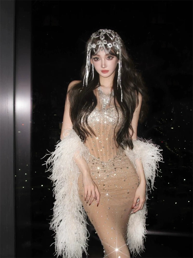Elegante Meerjungfrau Schatz Champagner Ärmellose Lange Abend Party Kleider Abend Formale Kleider Prom Kleid W905