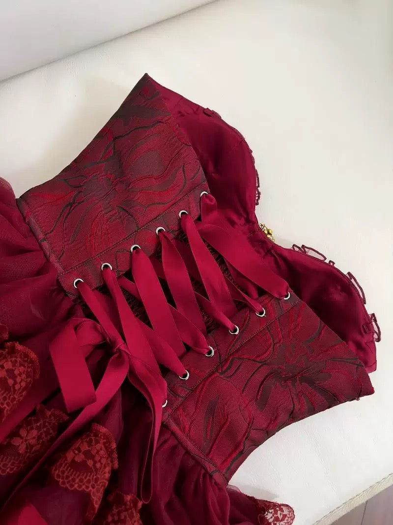Cute Ball Gown Spaghetti Straps Burgundy Lace 8th Graduation Dresses Homecoming Dress Summer Middle School Formal Baddie Hoco Dresses Cocktail Dress W0921