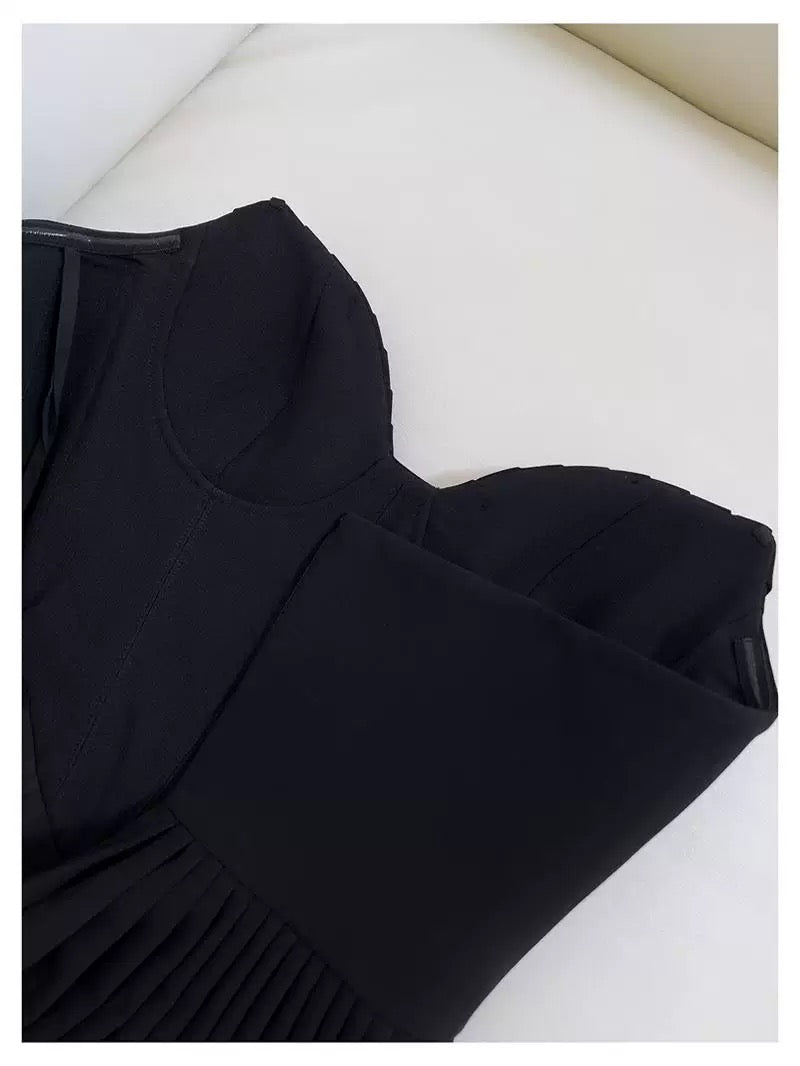 Elegante A-Linie Spaghettiträger Schwarz Chiffon Ärmellos Lange Abendkleider Partykleider Abendkleider Ballkleid W926