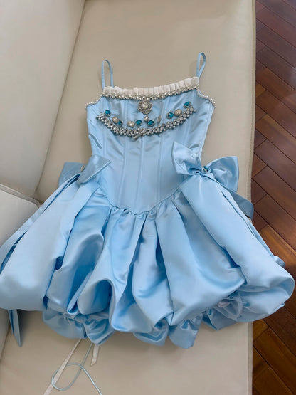 Trendy Ball Gown Spaghetti Straps Pink Satin Sleeveless Formal Short 8th Grade Homecoming Dress Summer Middle School Hoco Dresses Cocktail Dress Birthday Outfits W986