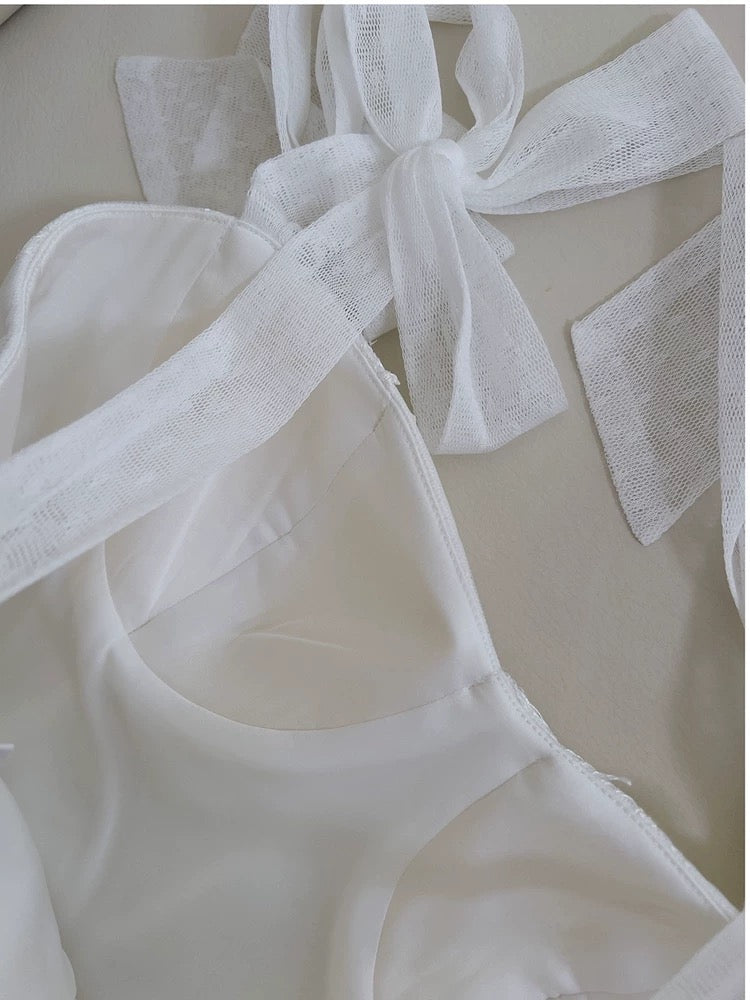 Elegante A-Linie Träger Weißer Spitze Ärmellos Lange Abendkleider Partykleider Abendkleider Abendkleid W943