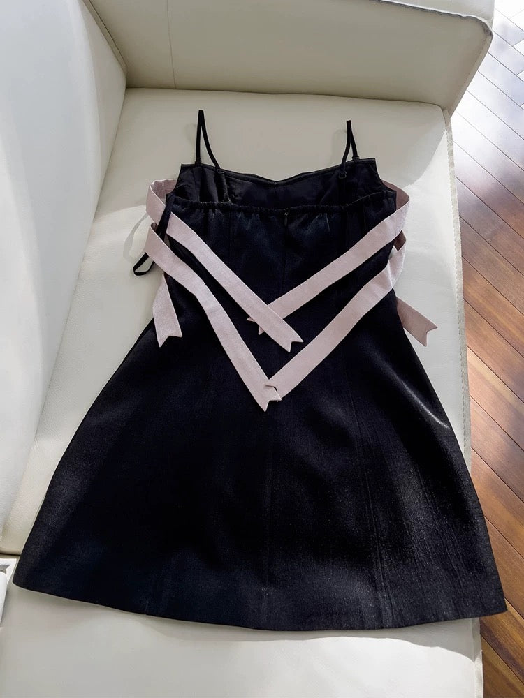 Trendy A line Spaghetti Straps Little Black Dress Formal Short 8th Grade Homecoming Dress Summer Middle School Hoco Dresses Cocktail Dress Birthday Outfits W955