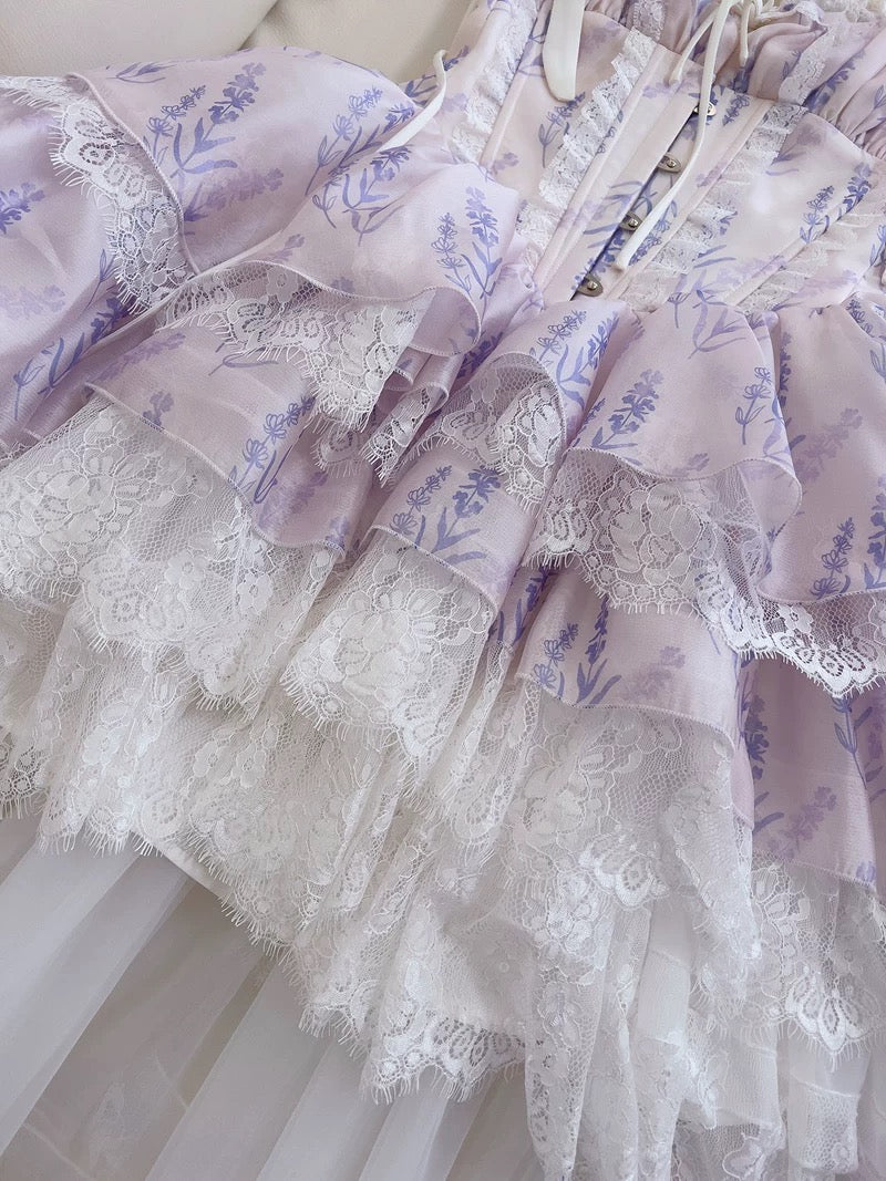 Cute A line Spaghetti Straps Lilac Floral Chiffon Short 8th Grade Homecoming Dress Summer Middle School Hoco Dresses Cocktail Dress Birthday Outfits W972